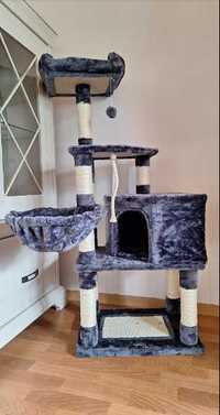 Stabilny drapak dla kota domek legowisko hamak 138cm dymnoszary NOWY