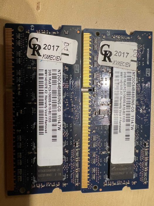 Pamięć Nanya SODIMM 2GB DDR3 10600S 1333 2sztuki