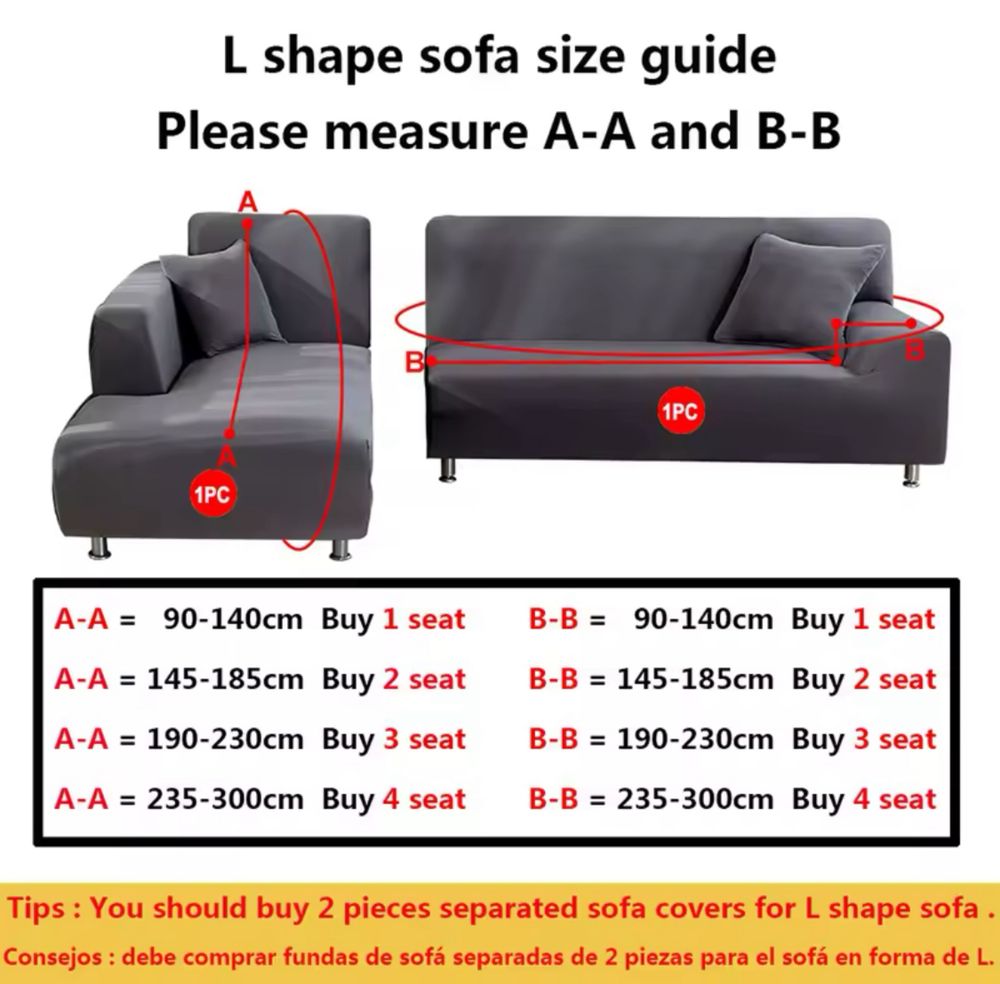 Capa para sofá cinzenta 185x230, 2-3 lugares