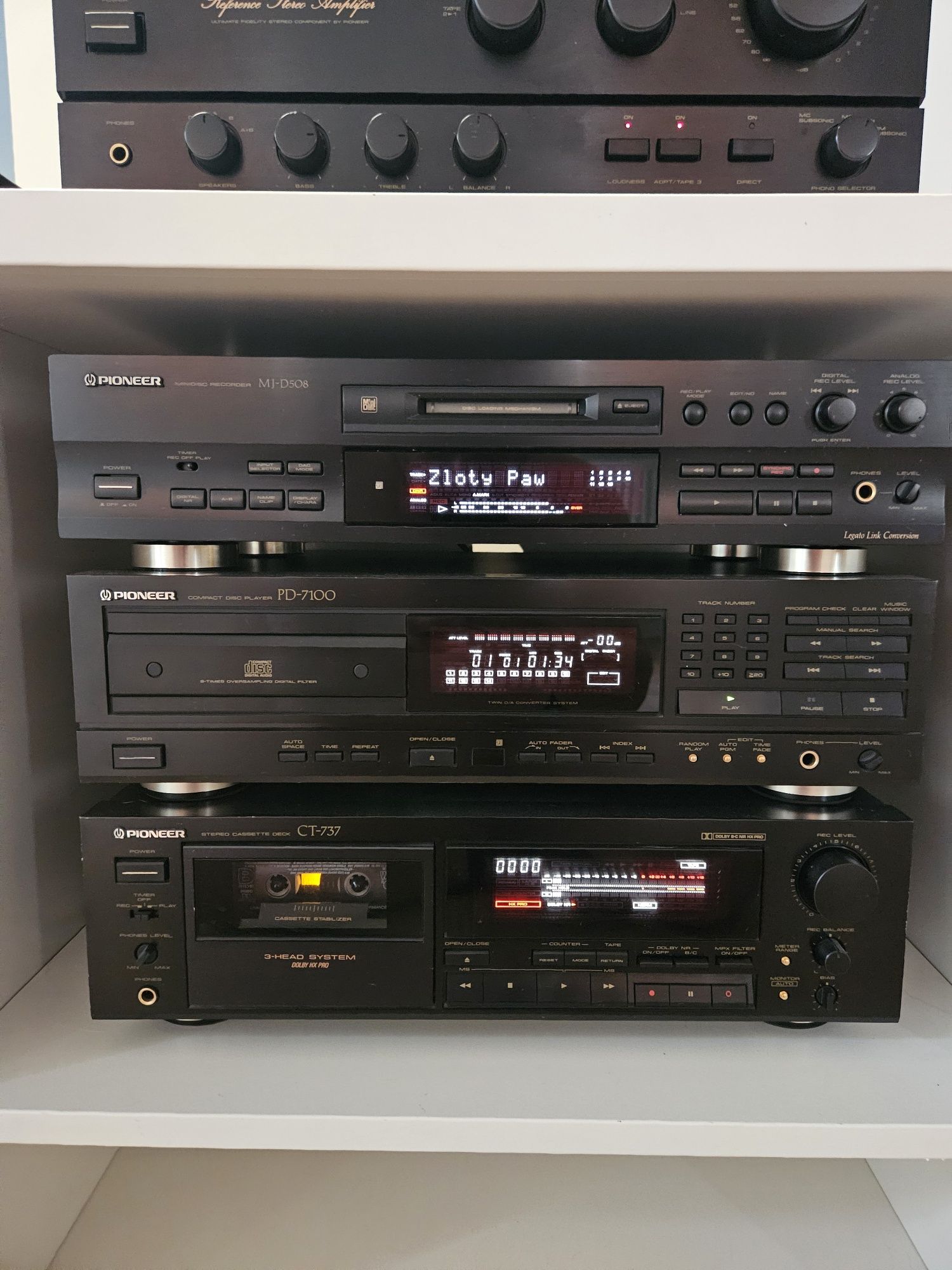 Zestaw Pioneer A-656, GR-555, PD-7100, minidisc, wieża, segment,bolero