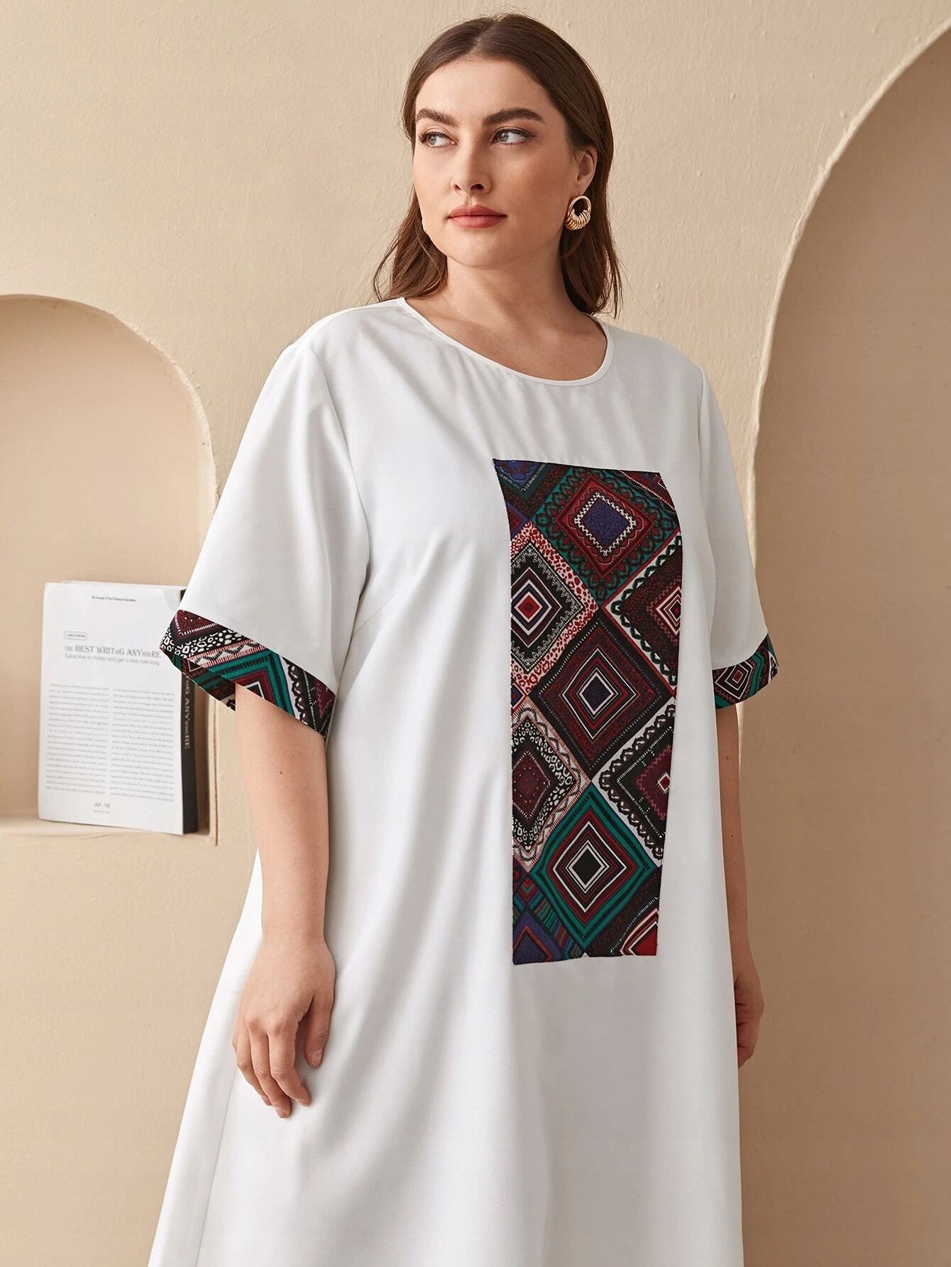 Sukienka Maxi Arabska Tunika Biała 3Xl 46