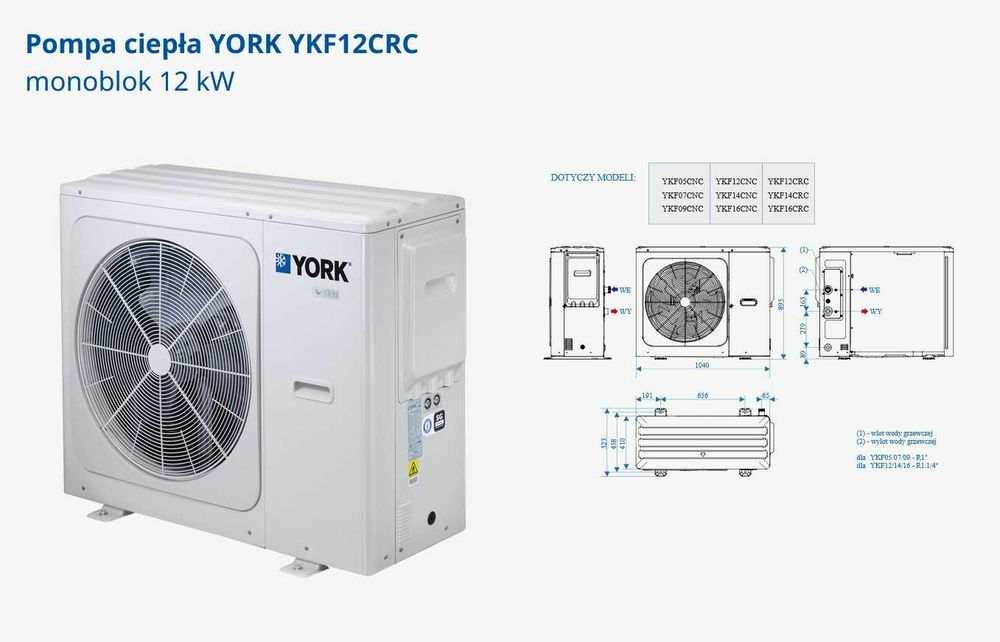Pompa ciepła YORK YKF12CRC 12kW R32 MONOBLOK (23%, brutto)