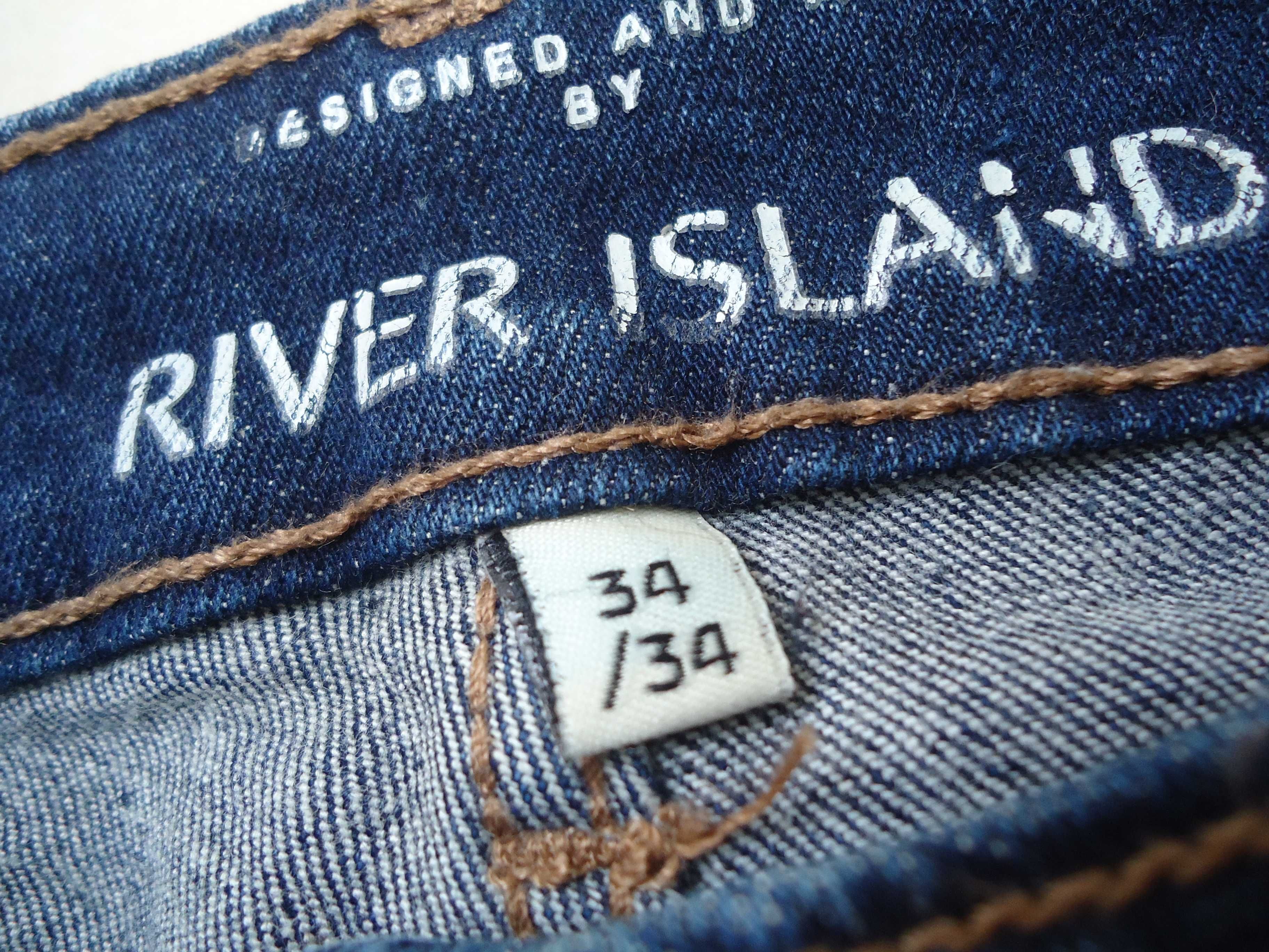 Męskie spodnie jeansy River Island skinny slim granatowe 34 34