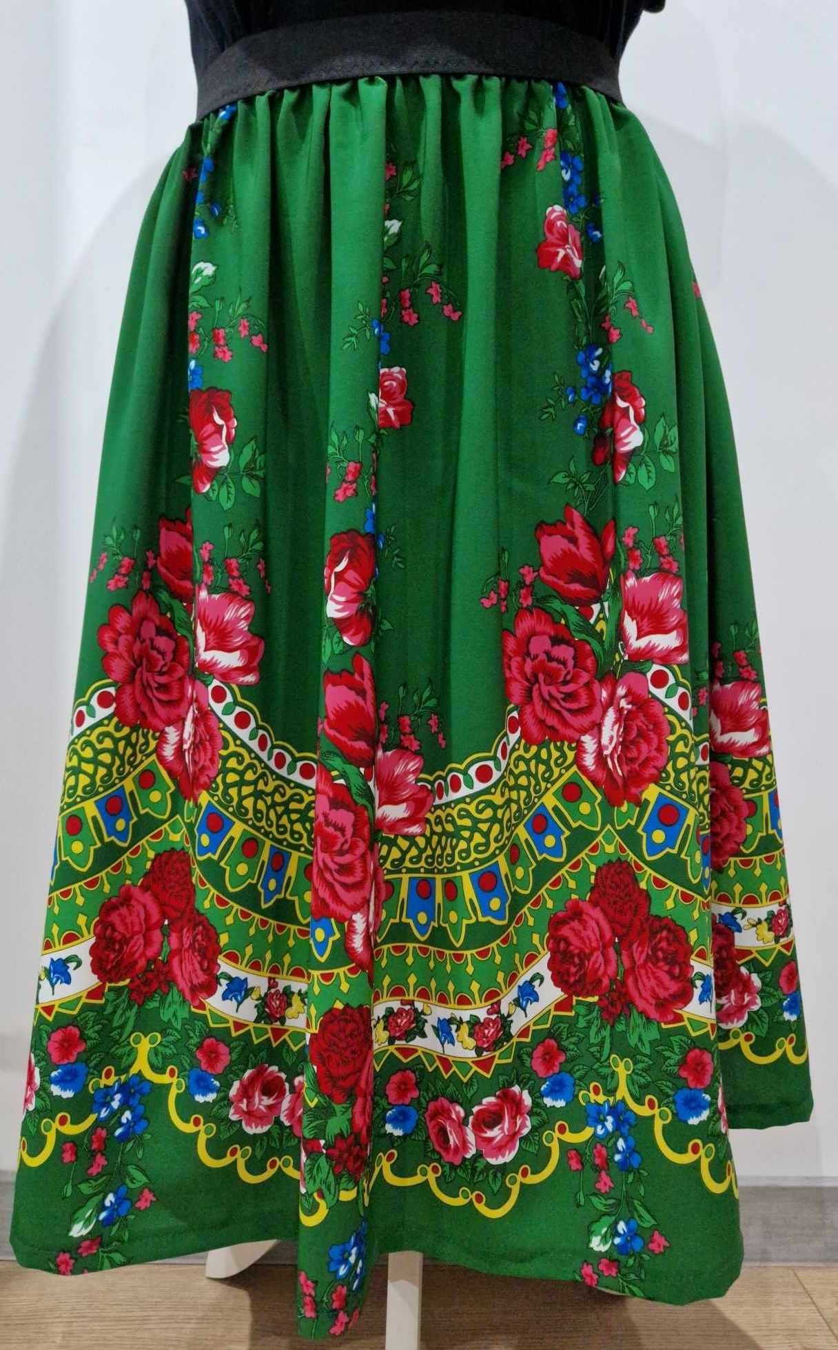 Spódnica ludowa, góralska zielona w kwiaty 2XL(44)