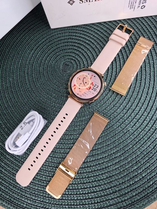 Złoty Smartwatch Damski LIGE 8gen Połączenia Bluetooth 2 paski NOWY