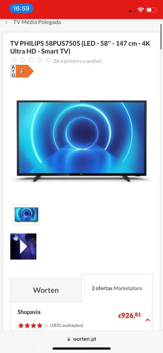 TV PHILIPS 58" ULED UltraHD 4K DOLBY SOUND