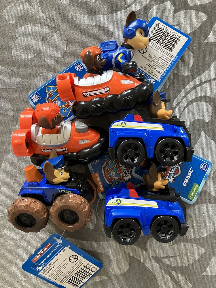 Carrinhos e figura da patrulha pata Paw Patrol