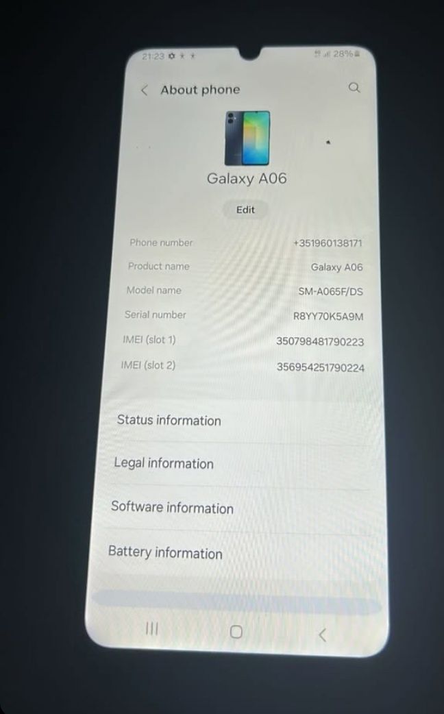 Vendo telemóvel Samsung galaxy A06 (4ram e 64GB) dual sim tem carregad