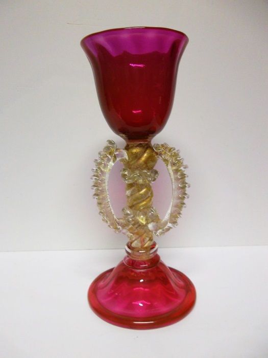fantástico antigo nobre calice em cristal veneziano MURANO-Sec. XIX