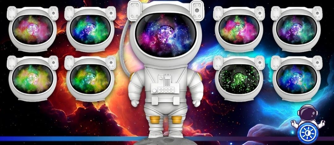 Projektor rzutnik gwiazd astronauta LED lampka nocna kosmos USB pilot