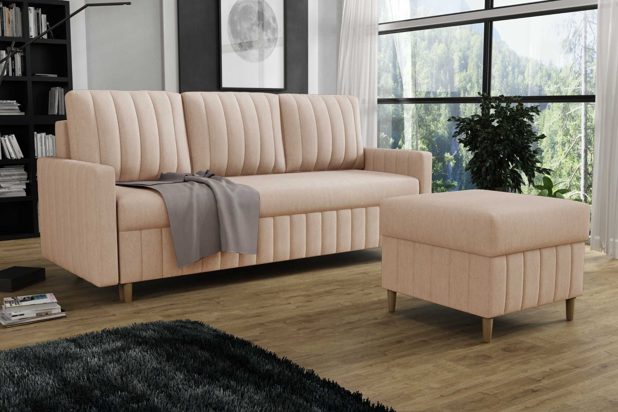 Zestaw komplet wypoczynkowy kanapa Malmo i fotel Uszak. Wersalka, sofa