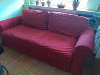 Sofa 2 m/90 cm rozkładana w dwóch kolorach (czerwony, jasny szary)