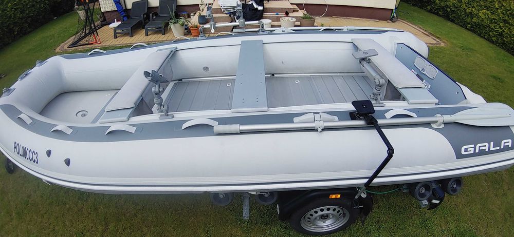 Ponton Gala F420+Silnik Tohatsu 15Hp+przyczepa Brenderup+dodatki