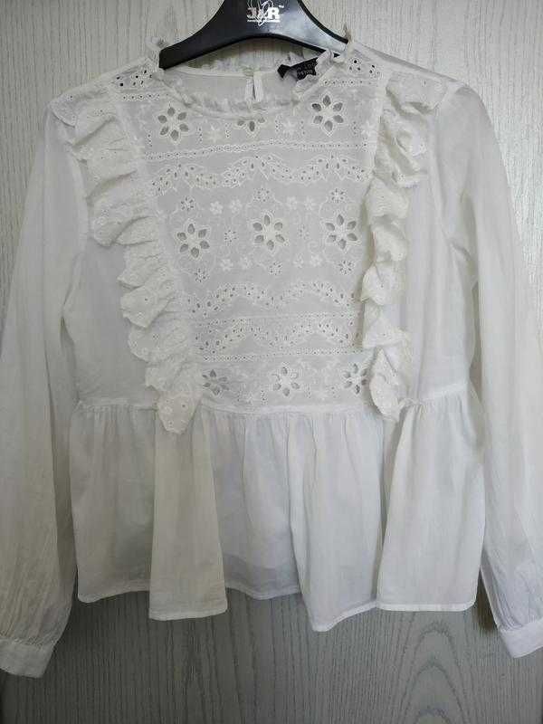 Натуральна біла блуза прошва New Look, р. 38 petite