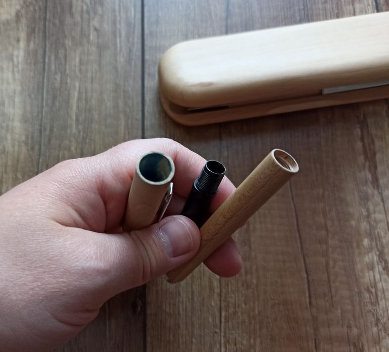 Drewniany zestaw pióro + długopis