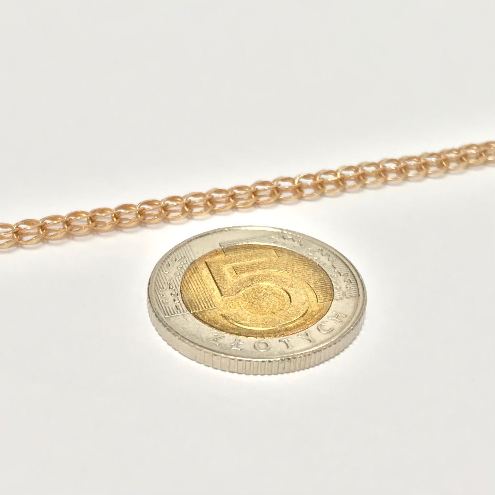 Złoty ŁAŃCUSZEK damski 585 14K cudowny ORYGINALNY splot RÓŻOWE złoto