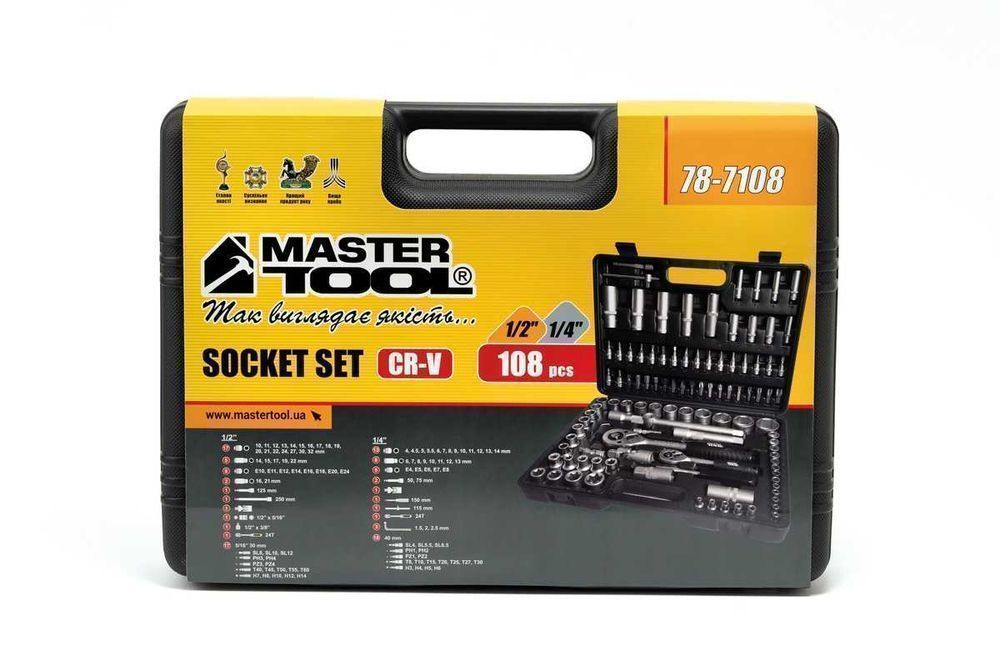 Набір інструментів головок насадок 108шт 4-32мм MASTERTOOL 78-7108