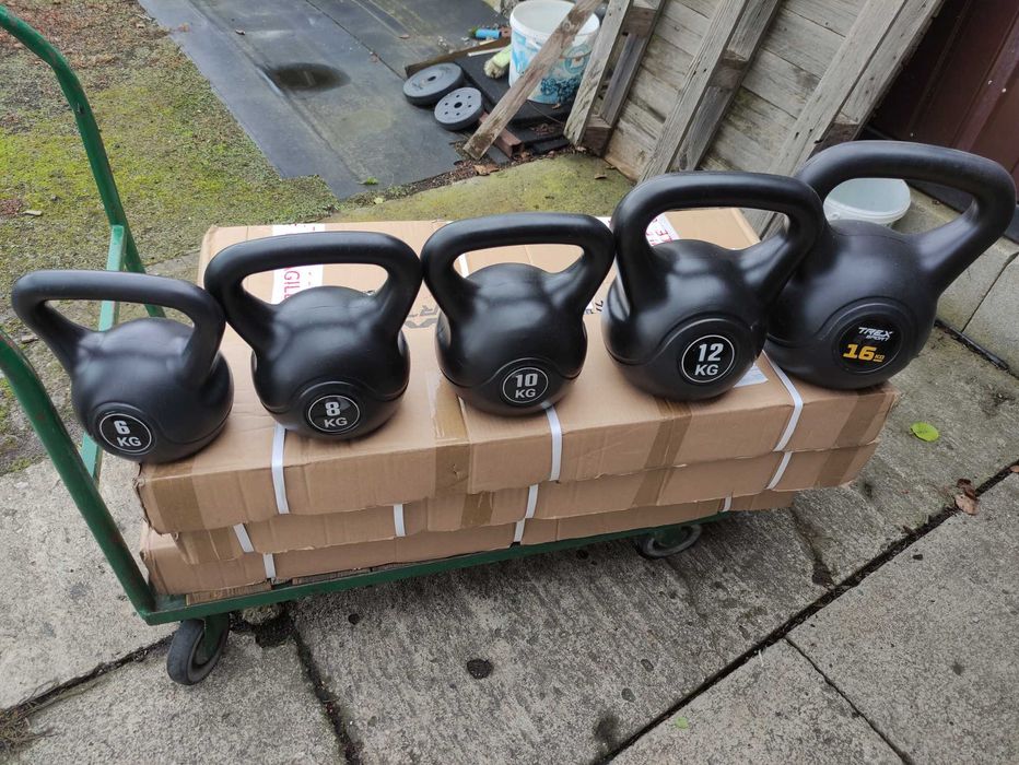 Kettlebell zestaw bitumiczne lub na sztuki 16kg 12kg 10kg 8kg 6kg