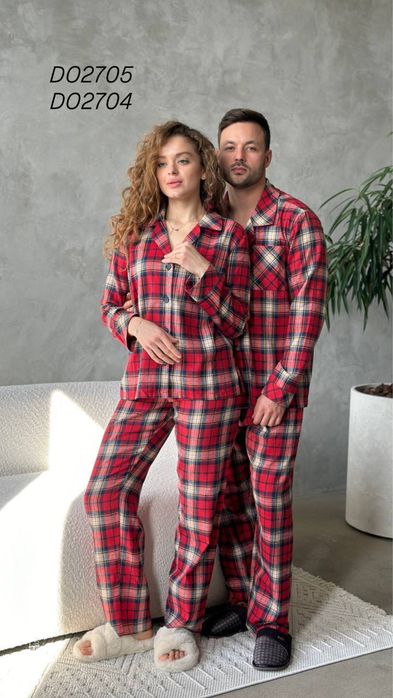 Чоловіча піжама / тепла піжама фланель / парні піжами