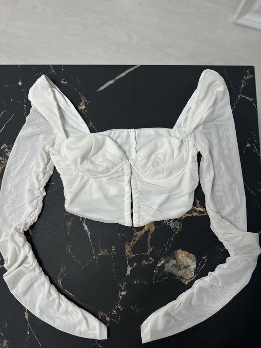 Топ білий з довгими рукавами oh polly