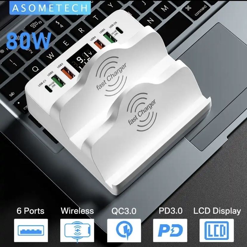 Asometech 80W 6-Ports USB (80w; 40w)