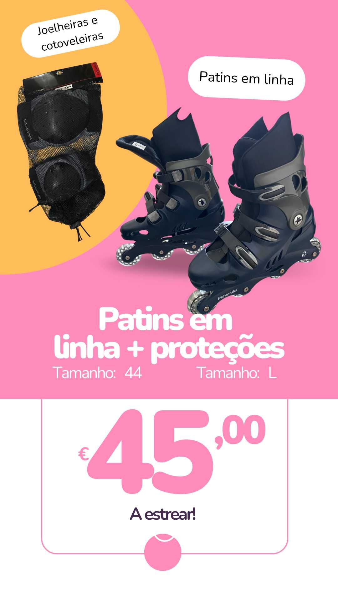 Patins em linha + Proteções