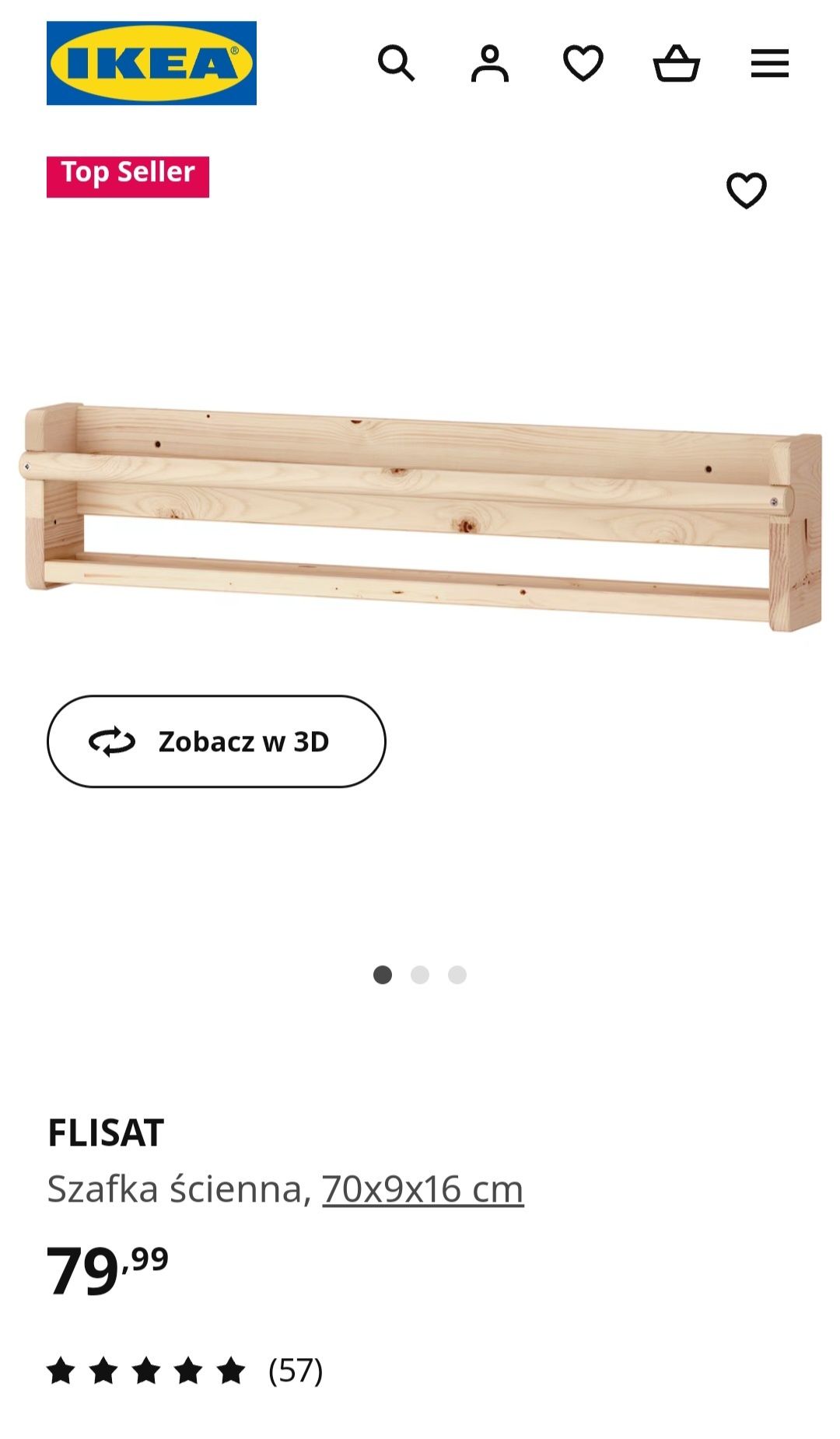 Sprzedam drewniane półki na książki, Ikea