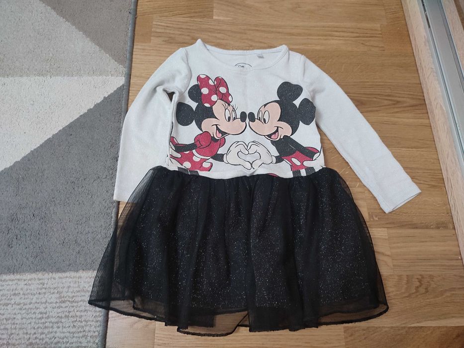 Srebrno czarna sukienka Disney 98 Myszka Mickey i Minnie