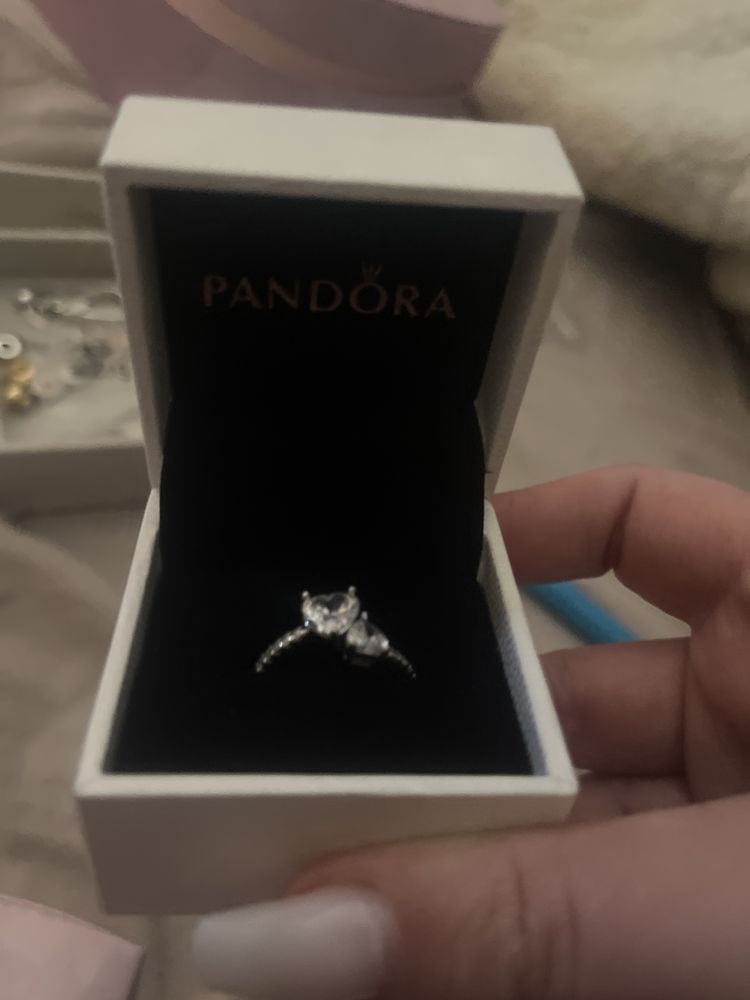Anel Dois Corações Pandora Prateado