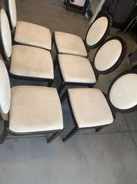 Krzesła drewniane do jadalni biale obicie welur