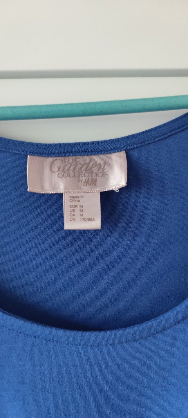 Sukienka H&M niebieska falbany organiczna bawełna M/38/10