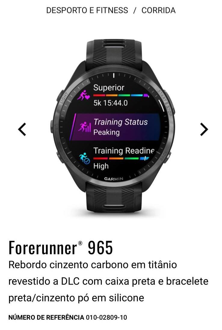 Garmin Forerunner 965 cinzento carbono titânio