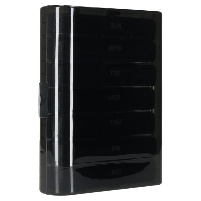 Organizer Tygodniowy na Leki Tabletki 7 Dni Czarny Pojemnik Kasetka