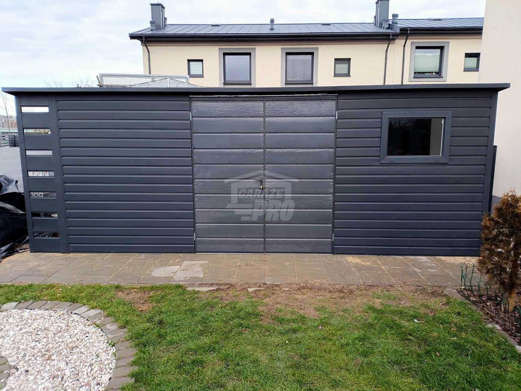 Schowek domek ogrodowy 6x2,5m + wiata 0,5m Brama okno GP518