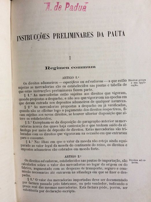 Pautas das Alfandegas do Continente de Portugal e Ilhas, 1887