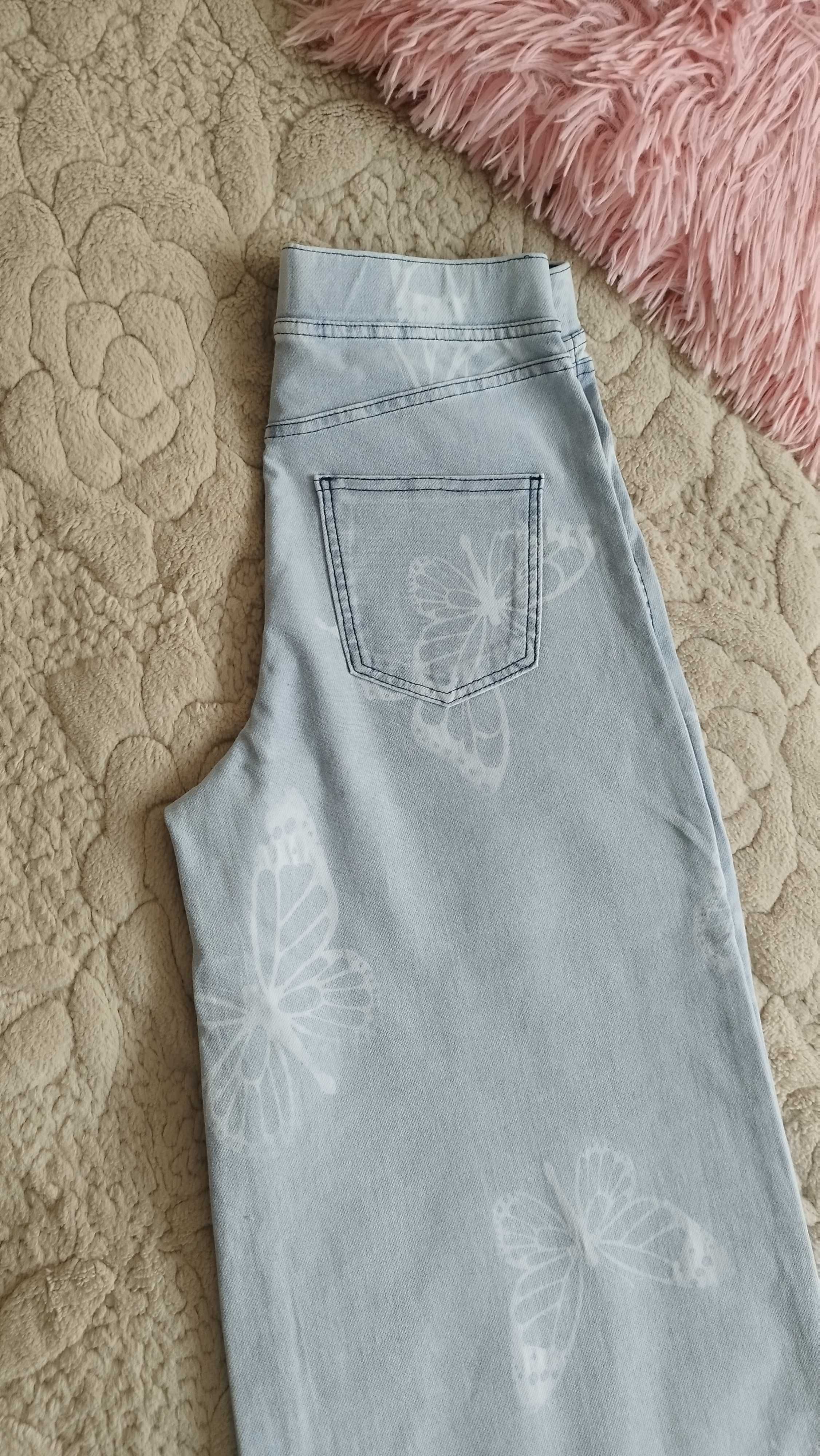 Szerokie jeansy wzór motylki H&M rozm. 164
