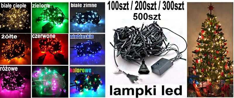 Lampki Choinkowe typu led NIEBIESKIE 500szt 32m 8 trybów! Wrocław