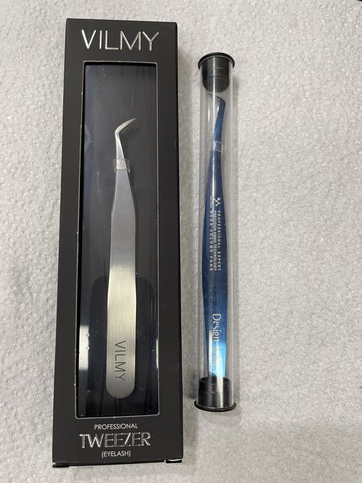 Пінцети для нарощування вій Vilmy та Design Lashes.