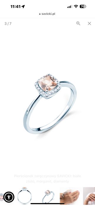 Pierścionek zaręczynowy białe złoto morganit savicki rozmiar 11