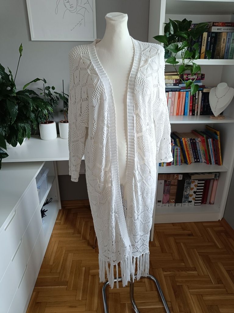 Reserved ażurowy długi sweter Boho s