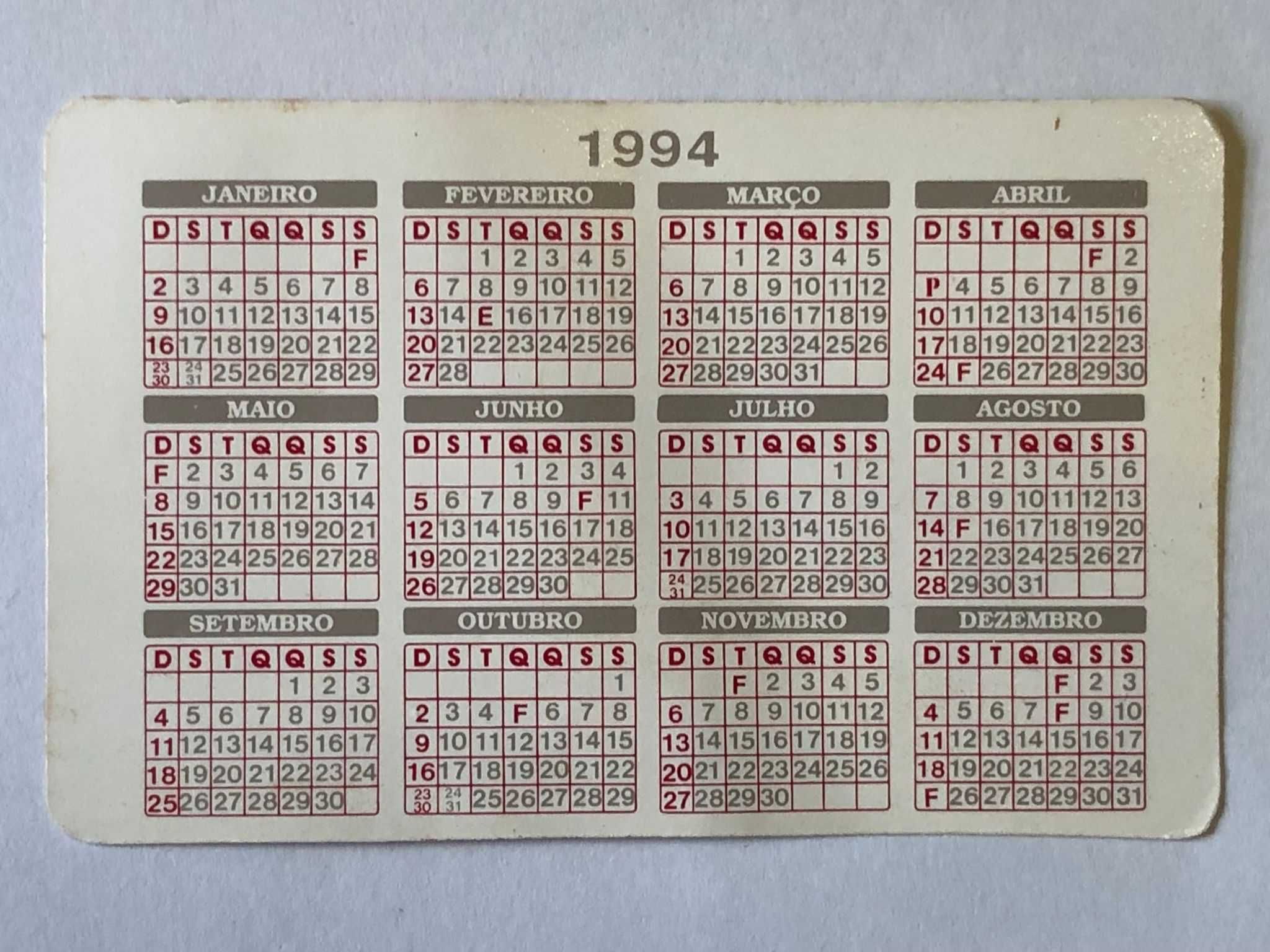 Calendário de Bolso Aliança UAP 1994