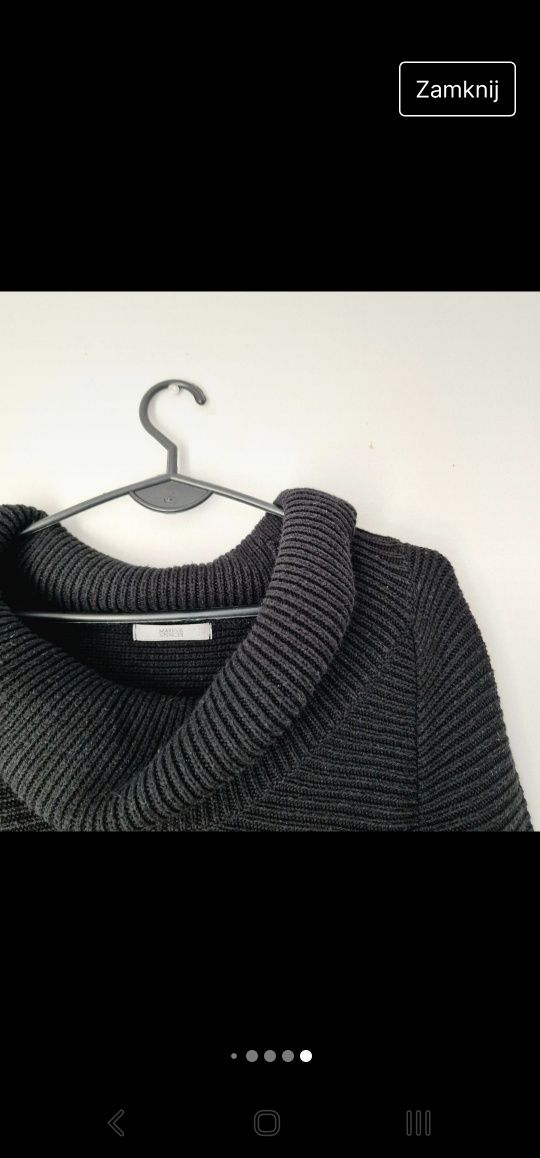 Świetna czarna tunika na jesień 18% wełna 24% bawełna plus size