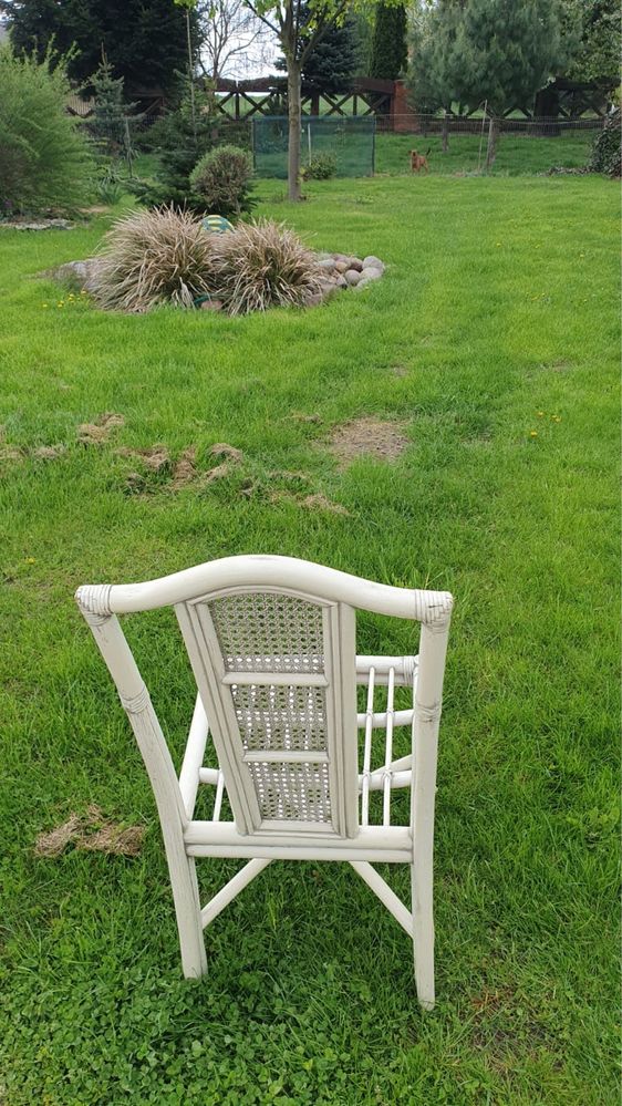 Krzesła bambusowe białe (zestaw lub pojedyńczo)