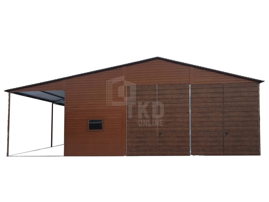 Hala - Garaż Blaszany 6X8 + Wiata 2X Brama Okno Drzwi Rynny Tkd105