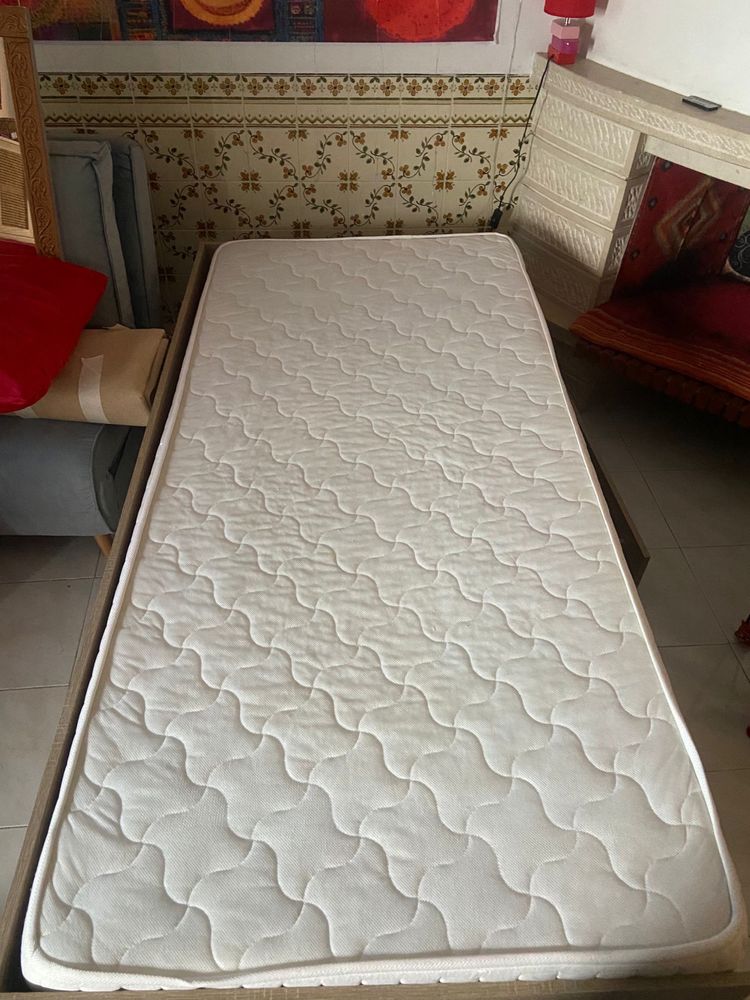 Cama de solteiro em carvalho sonoma 90x190 com colchão