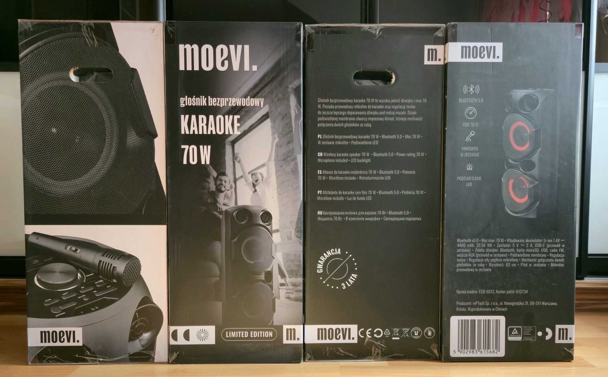 Głośnik bezprzewodowy moevi 70W BT stereo bluetooth mikrofon