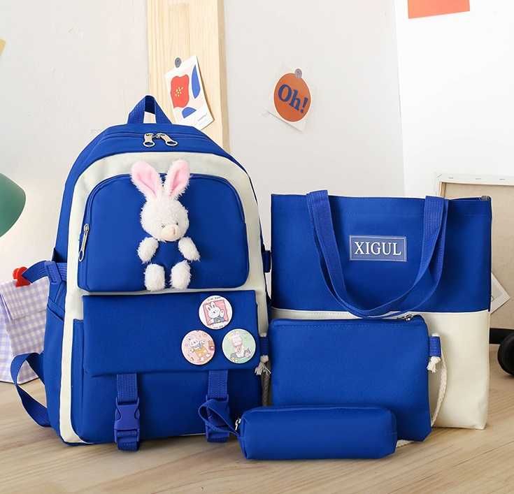 Для девочек - Цвет синий фиолетовый - Набор 5в1 школьный рюкзак