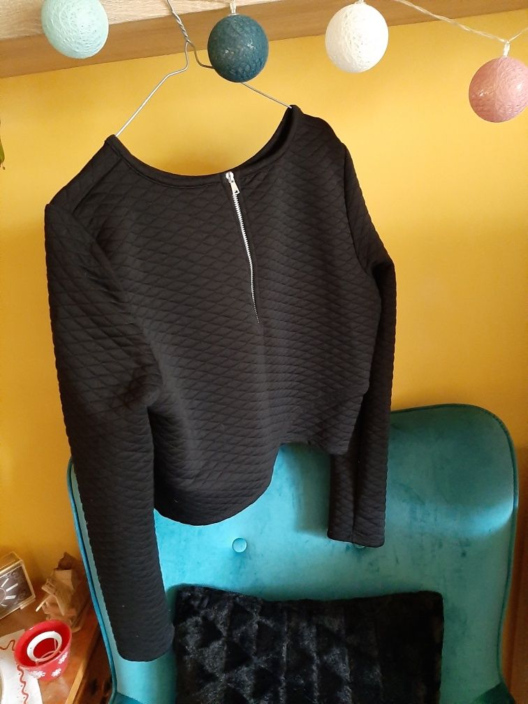 Crop top sweterek gipurowy 3/4 vintage oldschool y2k
