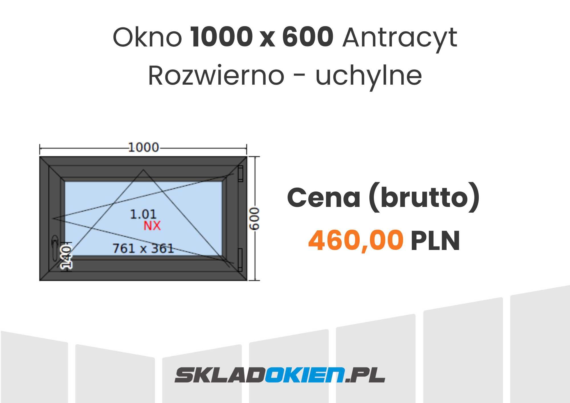 Okno 100x60 / 1000x600 - różne kolory / Wrocław / SKLADOKIEN.PL