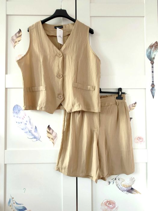 Komplet garnitur kamizelka + szerokie szorty 100% wiskoza M L